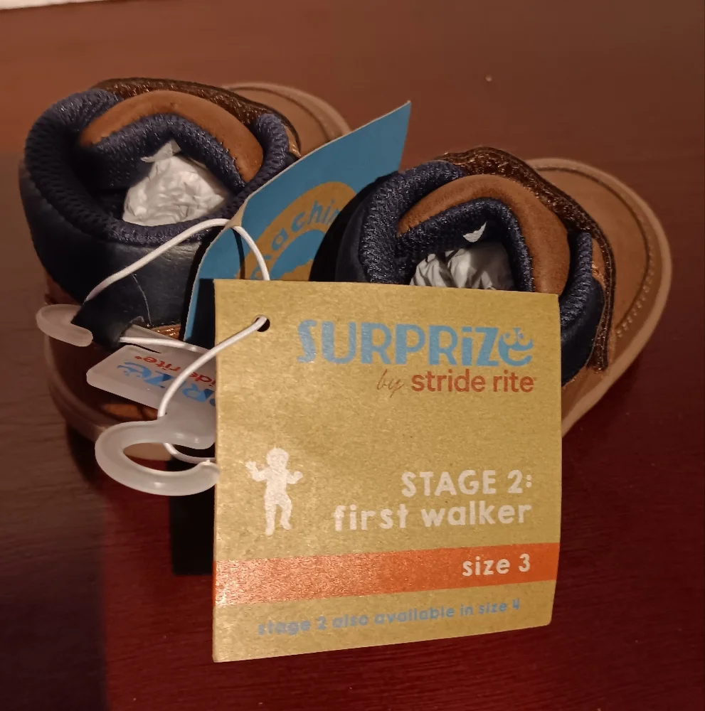 Surprize By Stride Rite Brown Sneaker Boots Size 3 (Walker) NWT